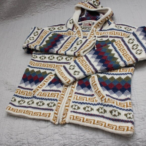 Alpaca Connection Hoodie Sweater Jacket Women’s Boho Full Zip Small - Picture 4 of 8